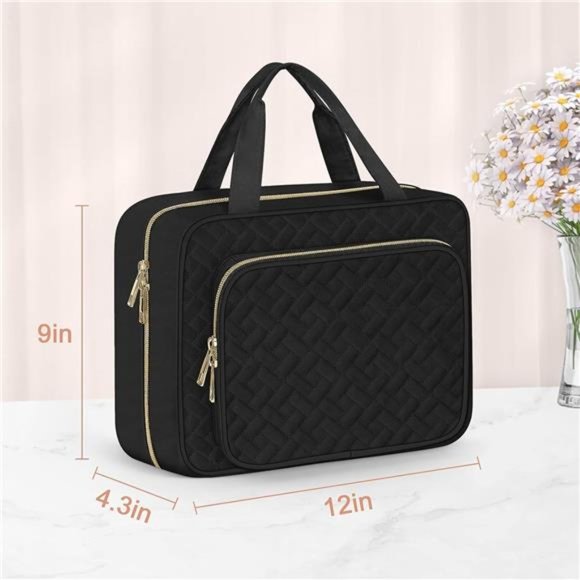 NEW Toiletry Bag for Women, Large Cosmetic Travel Hanging Bag for Bathroom Black - Picture 5 of 7